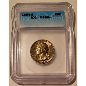 1954 S Washington Quarter Unc MS66+ ICG Toning